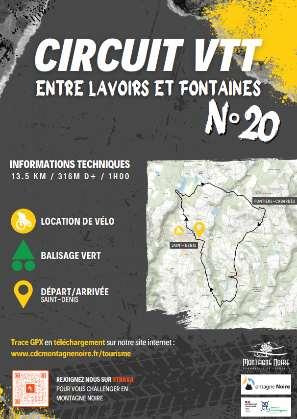 Flyer du circuit de VTT n°20 "Entre lavoirs et fontaines"